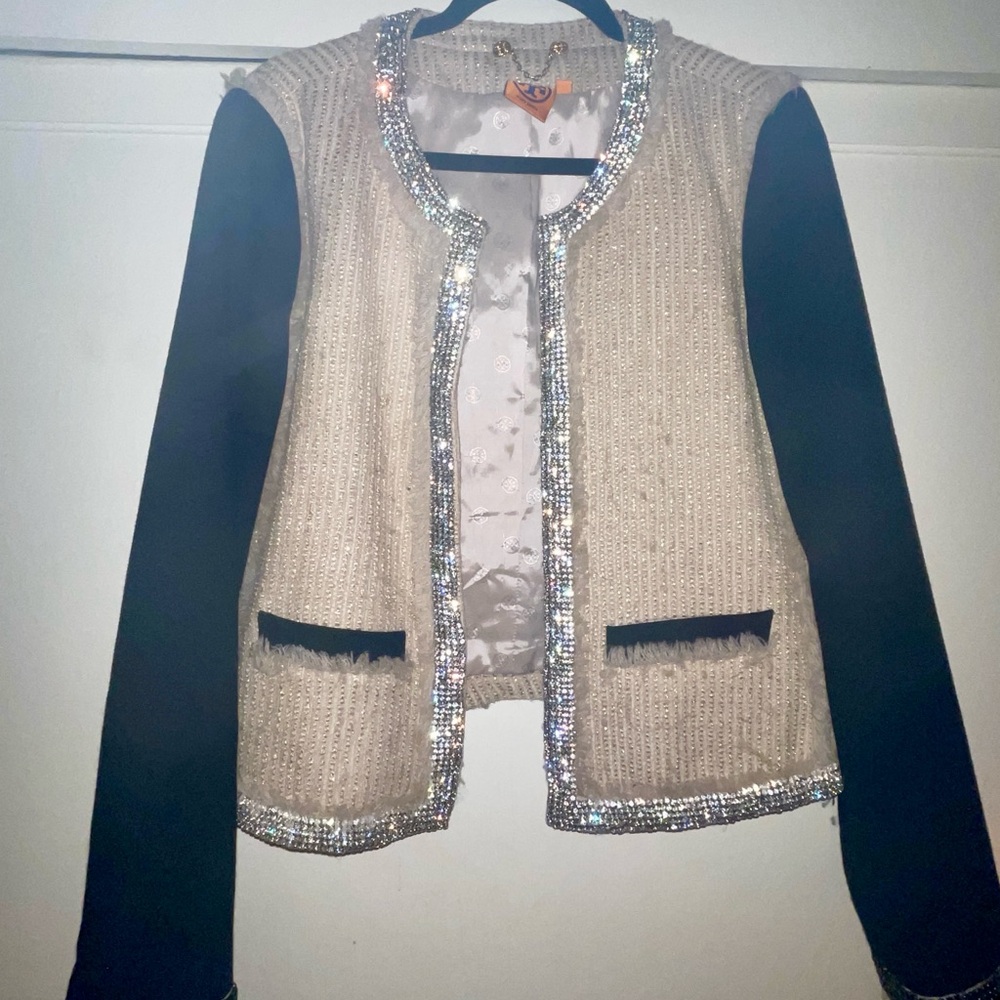 Tory Burch Black and Cream Blazer with Silver Accents